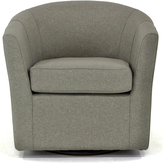 Pemberly Row Traditional Fabric Swivel Club Chair in Gray Finish