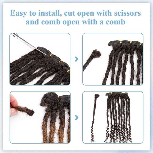 Originea 0.6cm 6-18 Inch 100% Human Hair Dreadlock Extensions Curly Ends Loc Extensions Human Hair For Women/Kids Handmade Permanent Loc Extensions Can Be Dyed Bleached Curled 1B# 10 inch 30 Strands