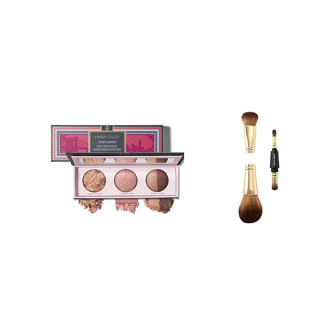 LAURA GELLER NEW YORK Holiday 2025 Gellers Greatest Kit - Baked Face & Eye Palette New York Minute + 4-in-1 Travel Makeup Brush