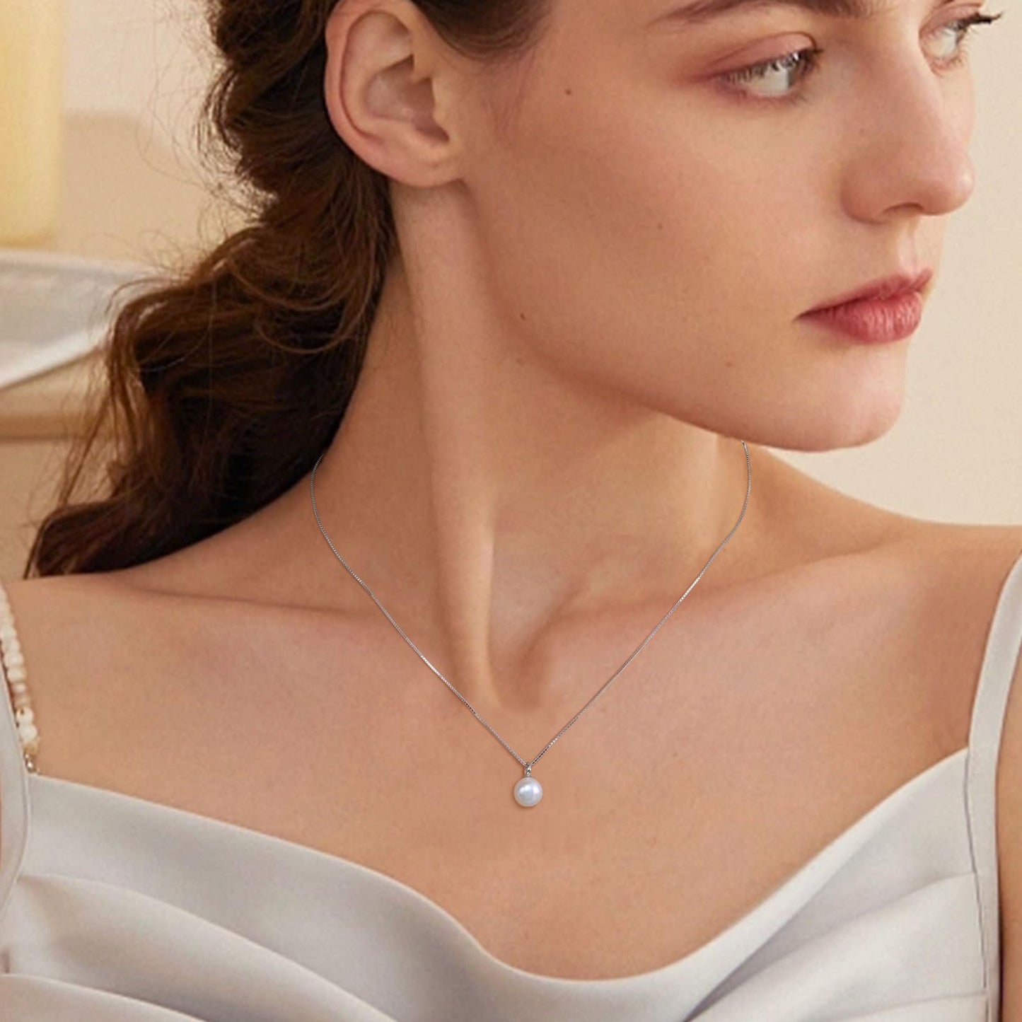Sister Gifts from Sister - Freshwater Single Pearl Pendant Necklace, 925 Sterling Silver Jewelry, Dainty Birthday Unique Gifts for Women Wife Daughter Friend Mom Birthday Anniversary