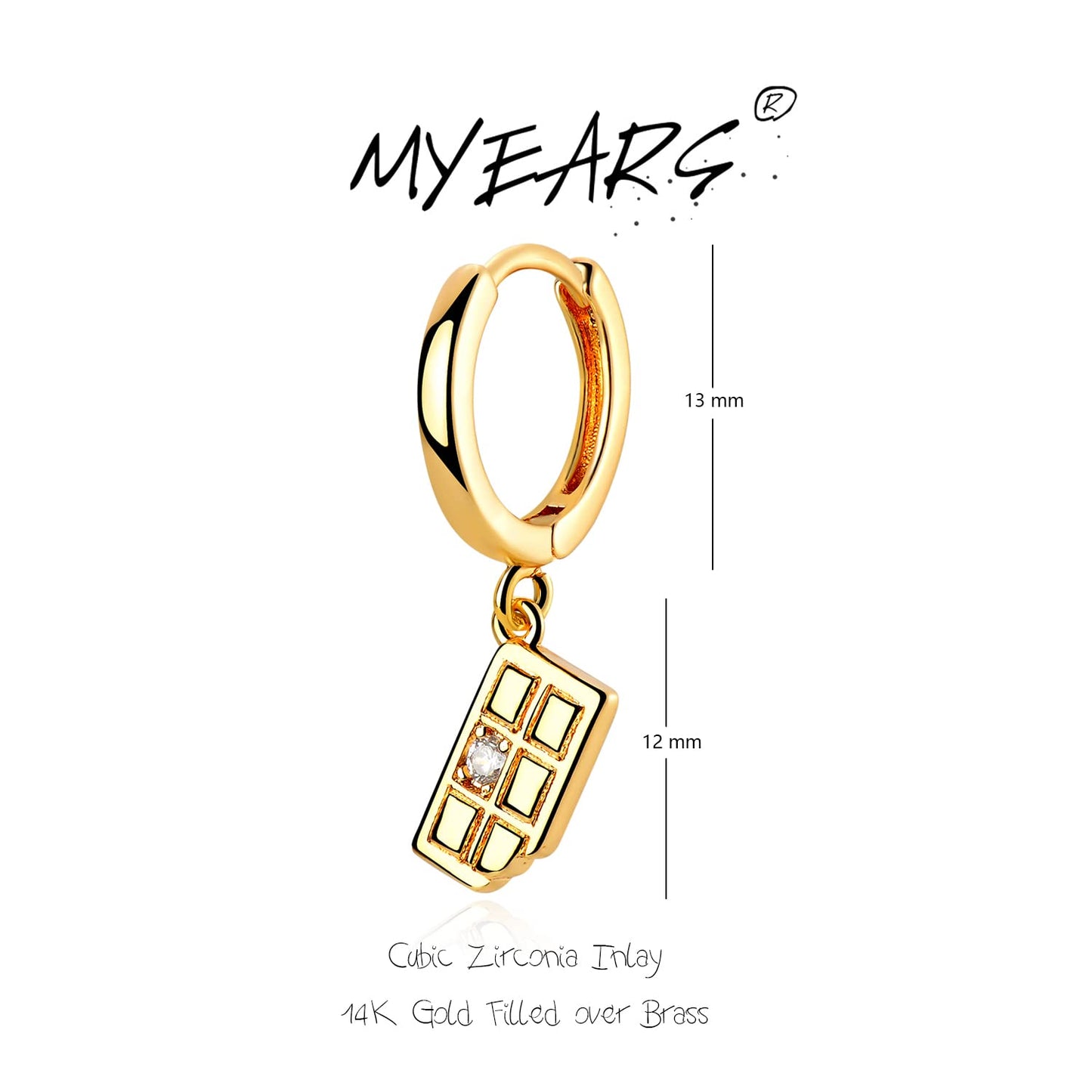 MYEARS Women Chocolate Earrings Gold Huggie Hoop Dangle Drop Cubic Zirconia 14K Gold Plated Small Simple Hypoallergenic Everyday