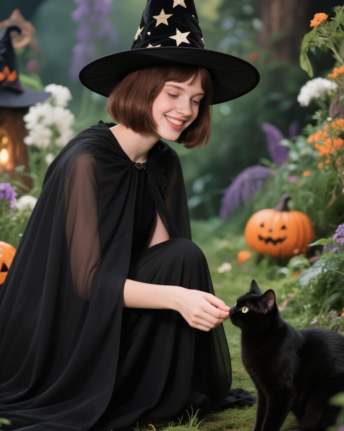 L'VOW Gothic Black Chiffon Shoulder Cape Women's Sheer Tulle Cloak Shoulder Shawl Halloween Party Wedding Cosplay