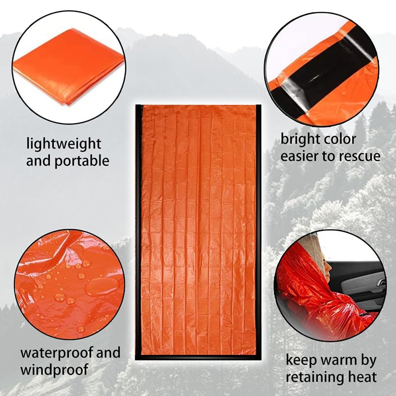 Emergency Sleeping Bag Ultra Waterproof Mylar Thermal Blankets Lightweight Survival Sleeping Bag Keep Warm for Camping Hiking