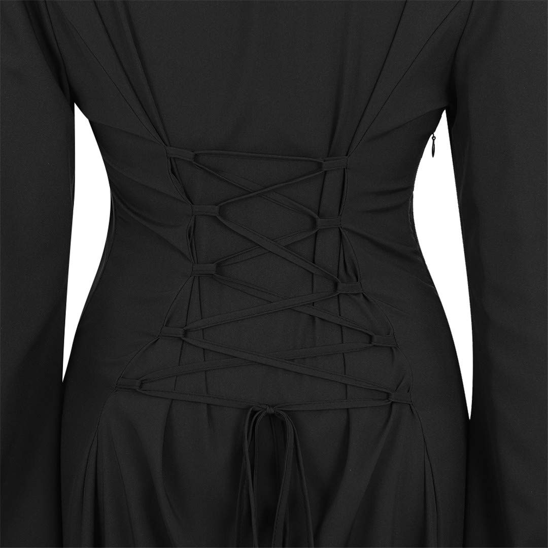 Parlsdy Medieval Dress for Women Chemise Renaissance Dress Renaissance Costume Women Retro Gown Costumes Black-XL