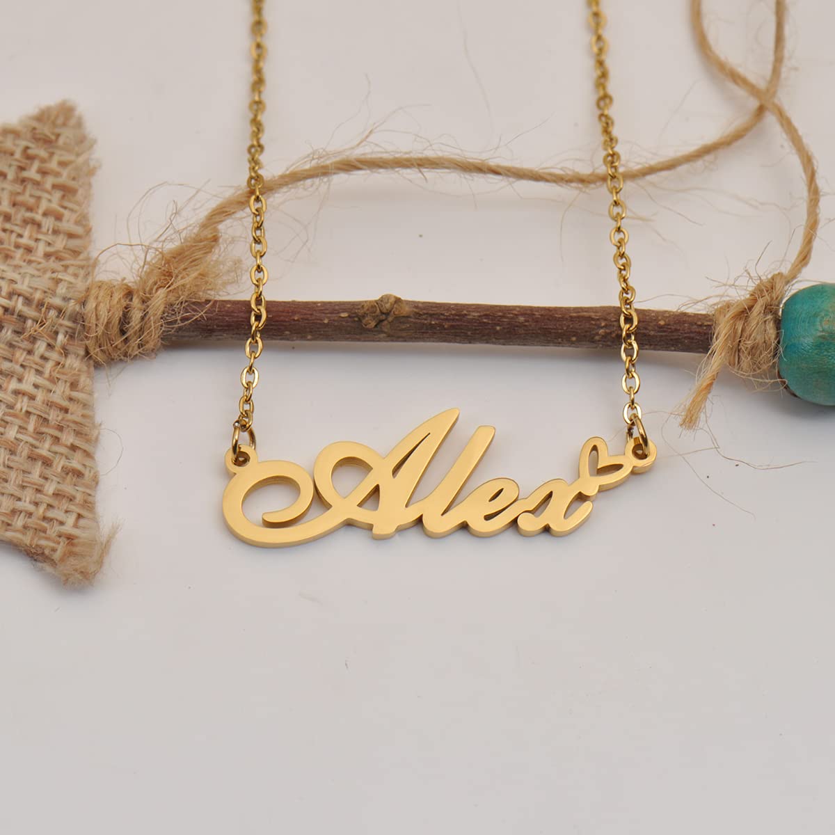 HUAN XUN Custom Gold Plated Sam Necklace Personalized Name Necklace for Women Choker Jewelry Gift