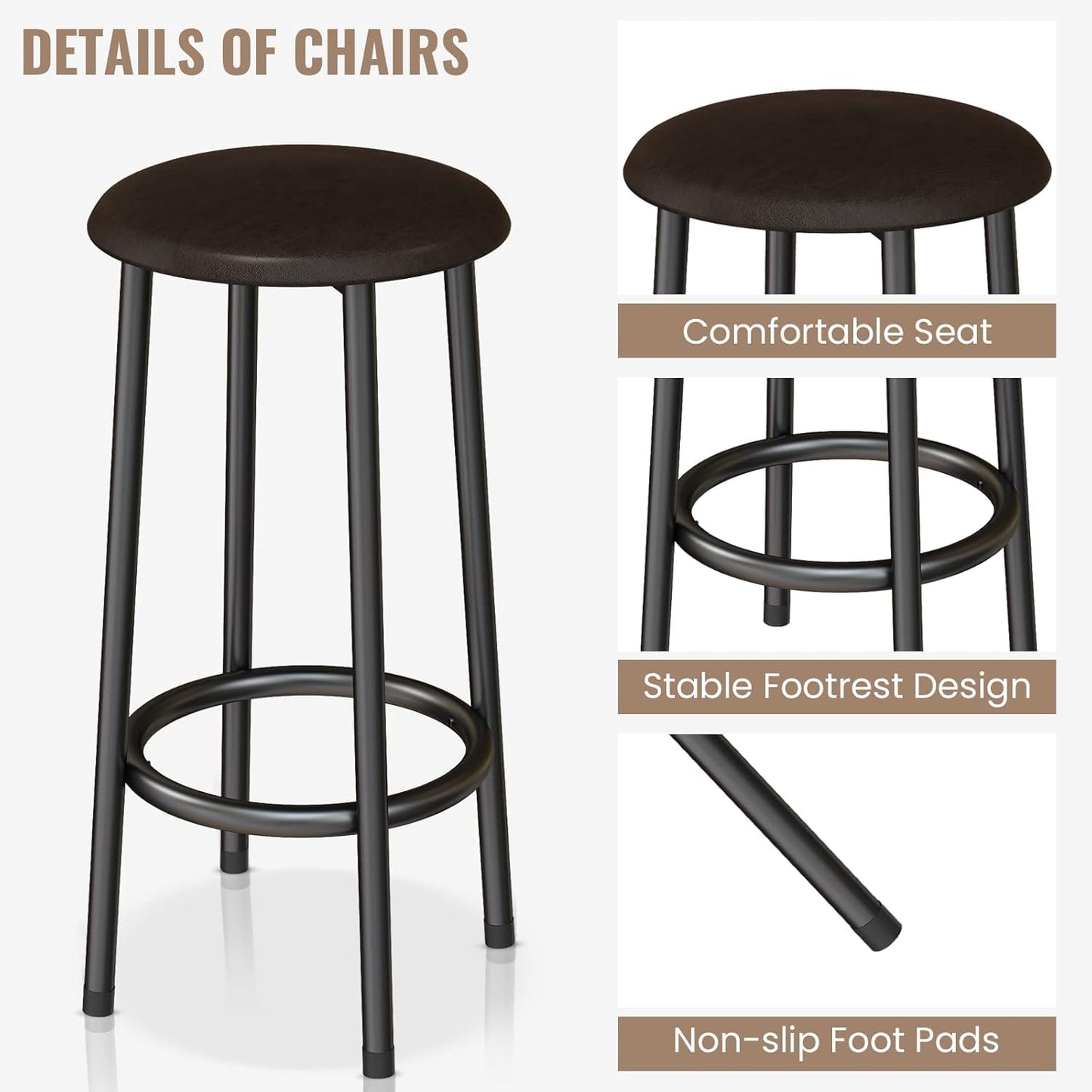 AWQM Kitchen Island with Seating & Storage Shelf, Modern Bar Table and Chairs Set for 2, Wooden Island Table for Kitchen, Dining Table Set for Small Space, White