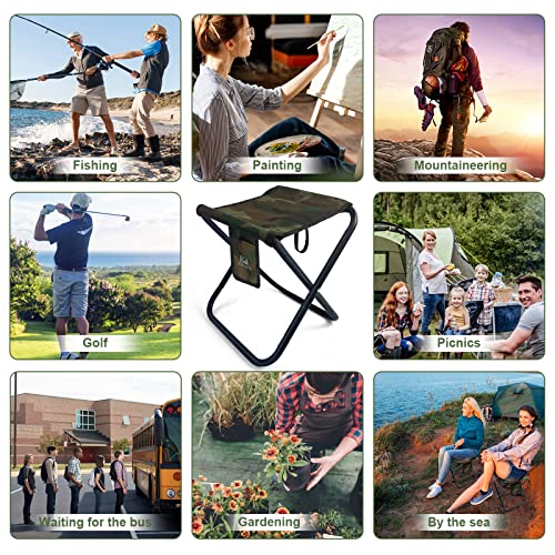 K-MingleSo Upgraded Portable Folding Stool, 13 Inch Camping Stool for Adults Fishing Hiking Gardening and Beach with Carry...