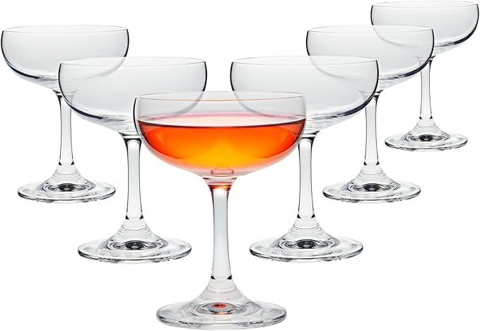 Juvale Coupe Glasses Set - 6 Count, 7 oz, Clear, Vintage-Inspired - Dishwasher Safe Cocktail Glasses for Parties & Bars - ...