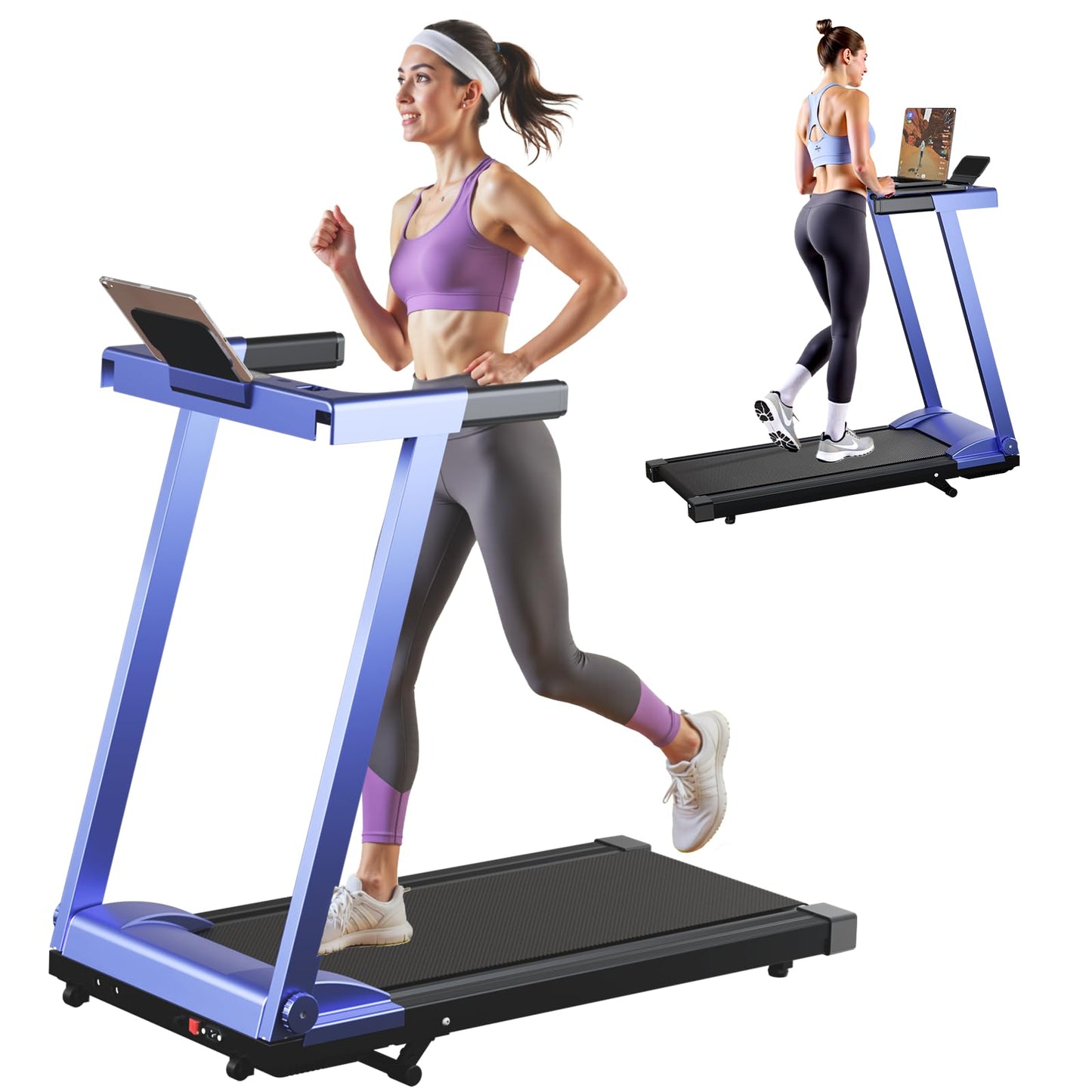 Treadmills for Home, 4-in-1 Foldable Treadmill with Incline, 300 LBS Capacity Running Treadmills for Home Small Spaces with Handles, 3.0 HP Folding Treadmill with Smart APP