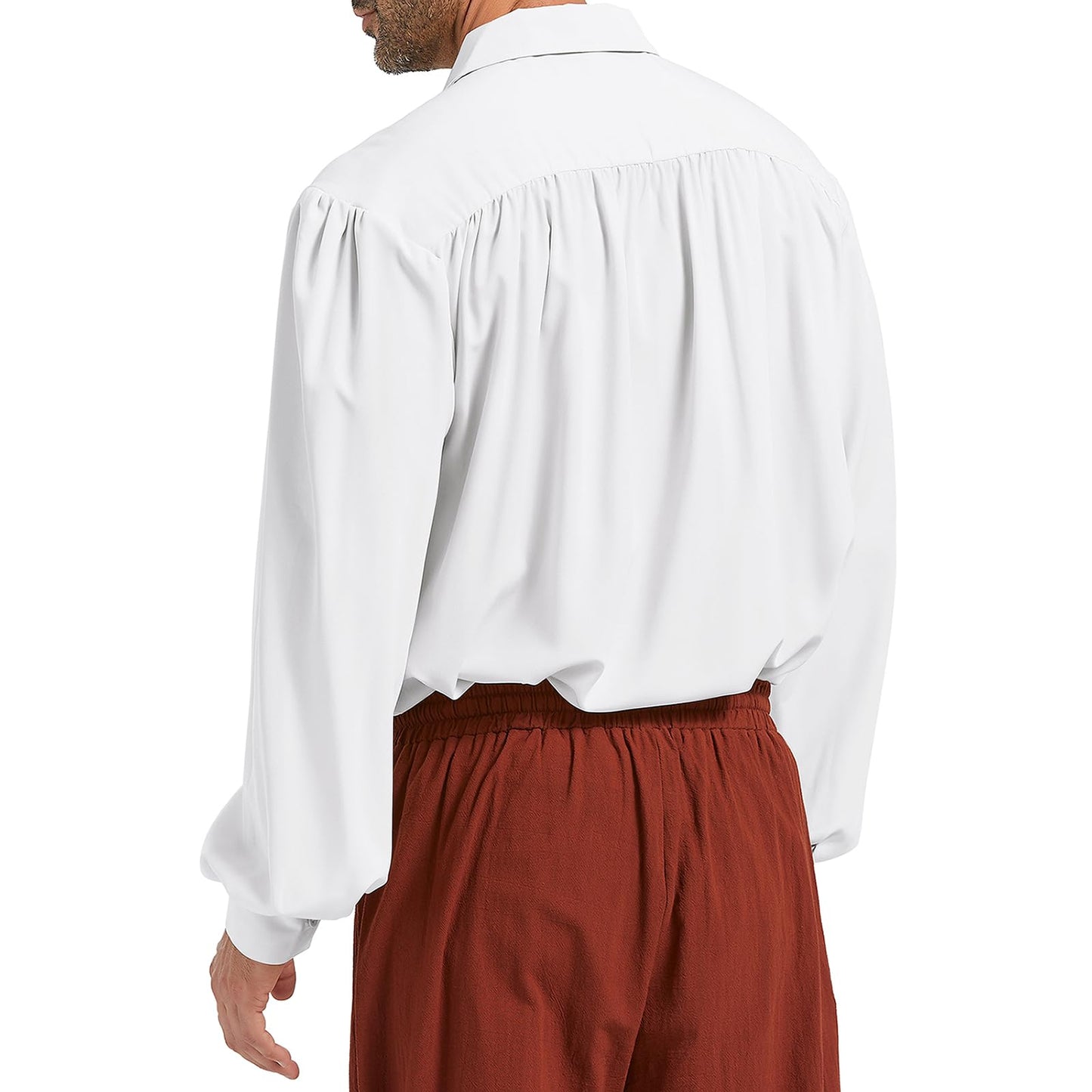 Pirate Shirt Men Renaissance Faire Costume Medieval Victorian Shirt Vampire Gothic Steampunk Costume Halloween Cosplay Tops White S