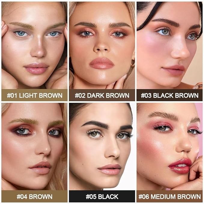 evpct 1Pcs Black Magic Microblading Eyebrow Contouring Pen Brow Pencil, with 4 Brush Micro-Fork-Tips Precise Applicator, with Dual-ended Eyebrow Brush, Hair Like Strokes, Natural Looking Brows