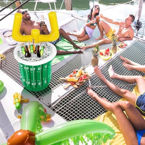 Zhanmai 3 Pcs Large Football Inflatable Cooler Football Drink Cooler Inflatable Serving Bar Food Container Inflatable Drin...