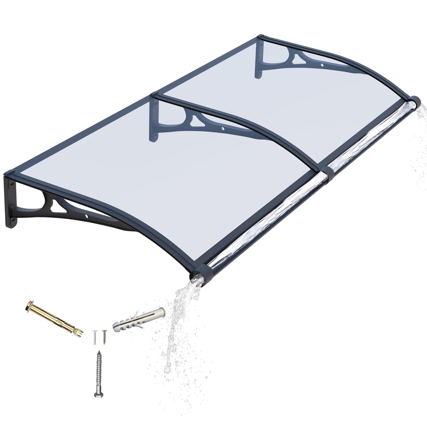 Awning for Door Entrance,40x80 Inch Awnings for Doors with Drainage Sink,Window Canopy Exterior with Aluminum Alloy Bracket,Solid Polycarbonate Cover,UV,Rain,Snow Protection for House,Porch,Patio,Deck