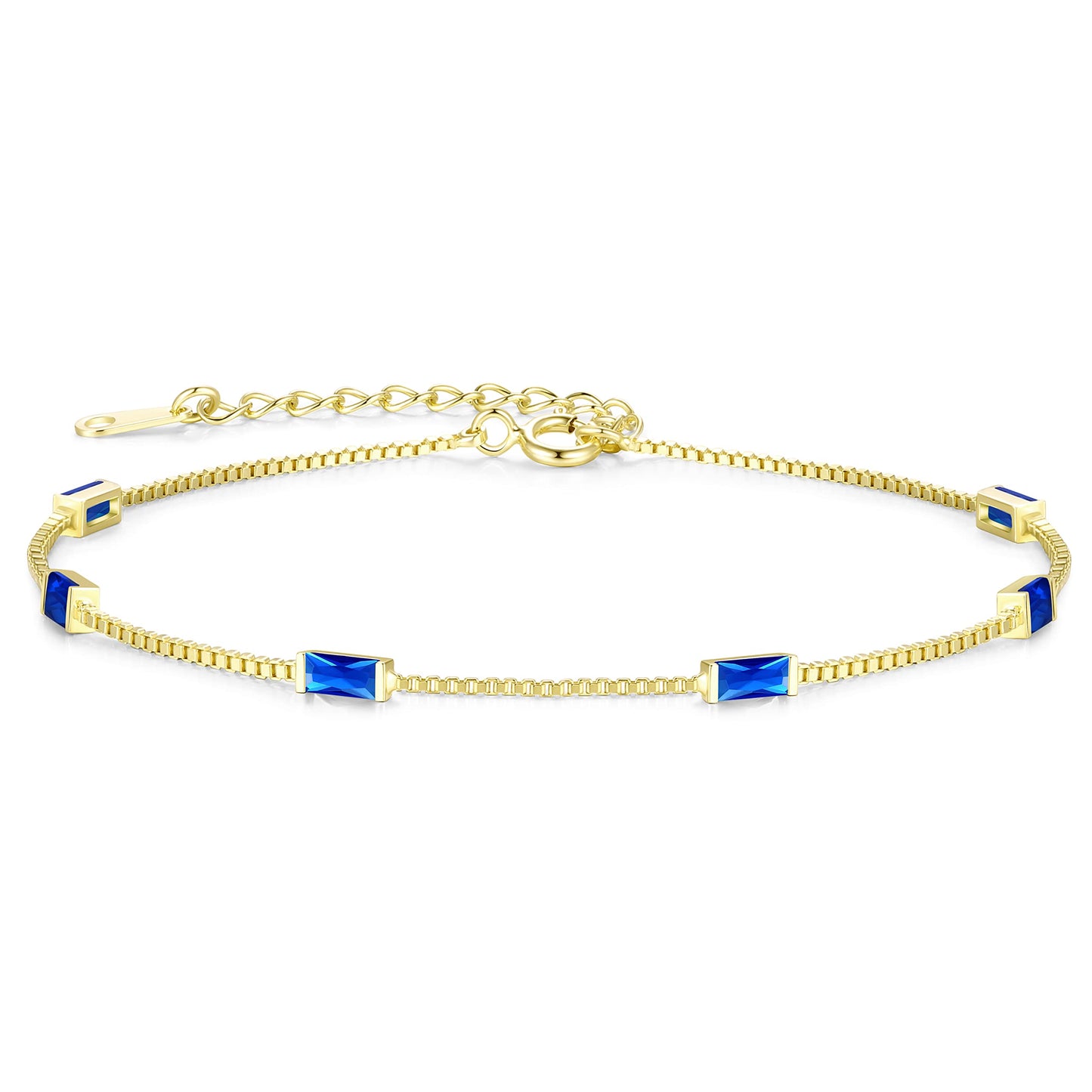 LOUISA SECRET Birthstone Bracelets for Women, 925 Sterling Silver Dainty Simple Women Charm Link Bracelet, Birthday Anniversary Jewelry Gifts for Women Wife Mom Her