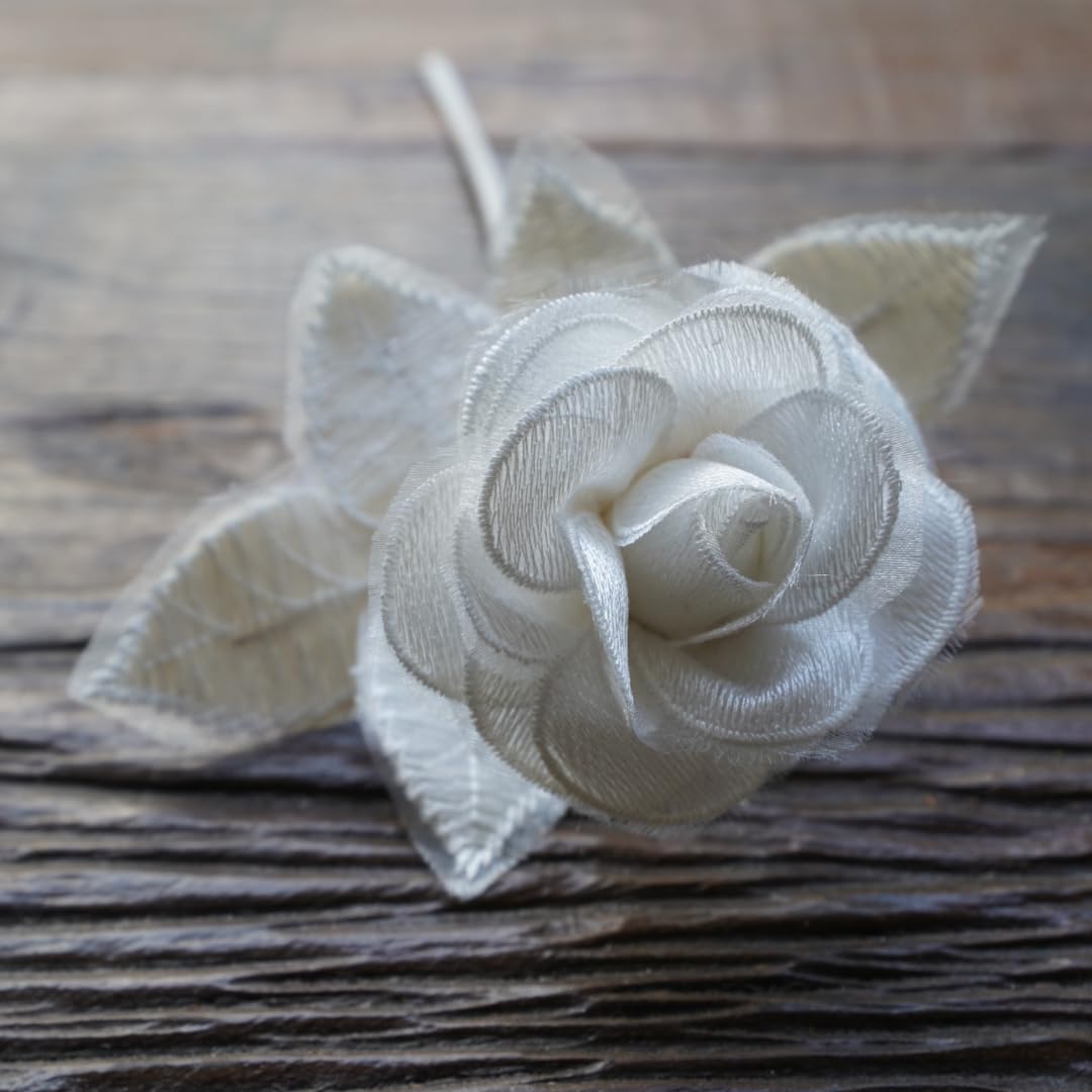 Camellia Bees Handmade Lace Flower for 13th Wedding, Valentine's Day Gift, Lace (White)