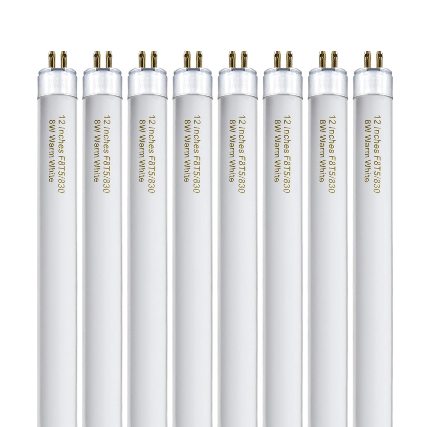 Konideke 8 Pack F8T5/WW Fluorescent Bulbs Warm White, 12 inch Under Cabinet Light Bulb, T5 8 Watt Fluorescent Tube Soft White, G5 Mini Bi 460 Lumens No Dimmable
