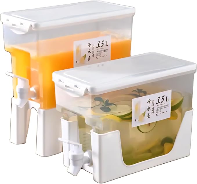 3.5 L Beverage Dispenser with Spigot (1 Piece) – Single Plastic Juice & Cold Drink Container for Fridge, Iced Tea, Lemonad...