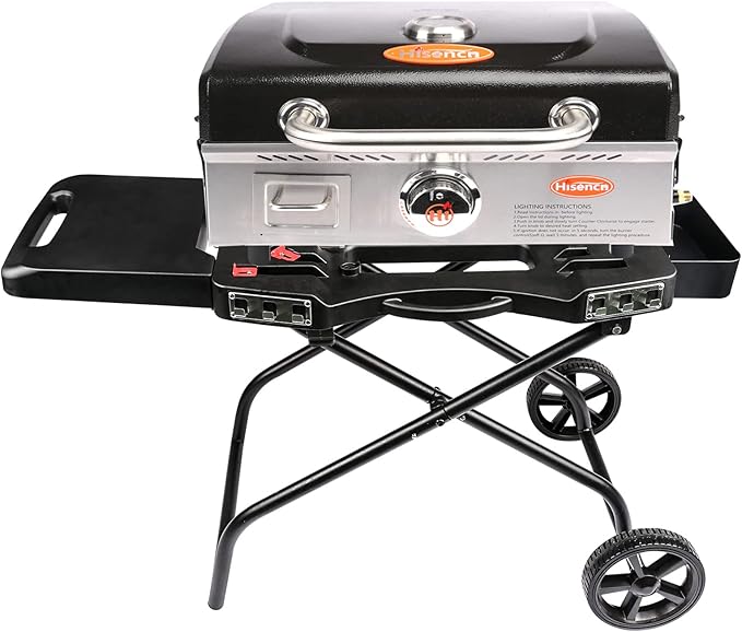 Hisencn Portable Flat Top Grill Propane Gas Grill and Portable Folding Grill Cart Outdoor Griddle Stand Shelf, RV - 268 s...