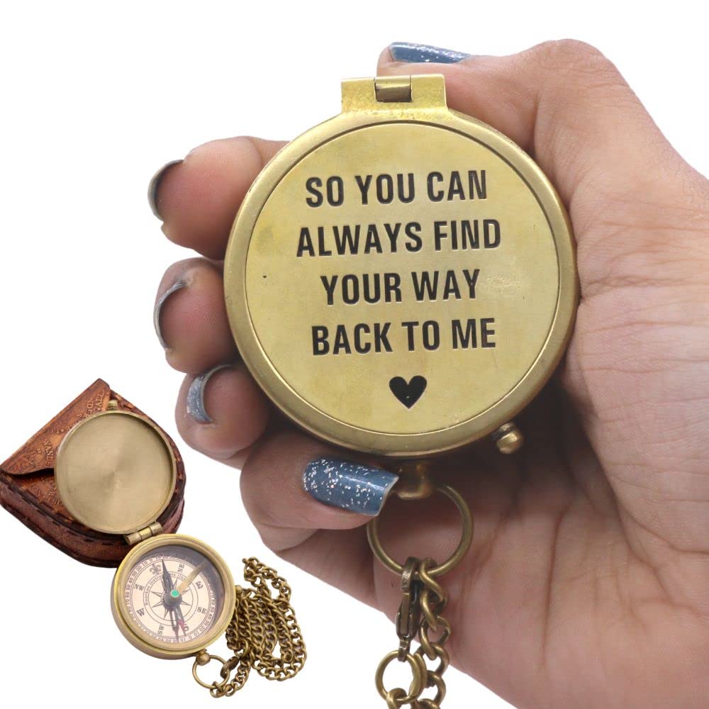 So You Can Always Find Your Way Back Home, Brass Compass Engraved Gifts for Men, Bronze Gifts for Men, Romantic Gifts for Him/Her, Keepsake Gifts for Husband, Personalized Gifts for Men