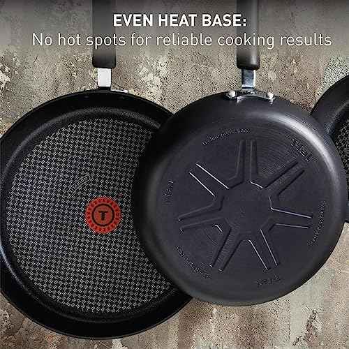T-fal Ultimate Hard Anodized Nonstick Fry Pan Set 3 Piece: 8, 10.25, & 12 Inch, Oven Broiler Safe 400F, Kitchen Cookware Set, Pots and Pans Set Non Stick, Frying Pans, Skillets, Dishwasher Safe, Black