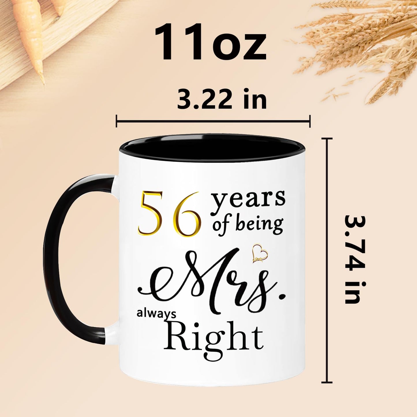 WOSIWULA 56 Year Anniversary Birthday Coffee Mugs Set of 2, 56th Wedding Anniversary Decorations Gifts for Couple Grandparents Parents Women Men Wife Husband Her Him, 56th Birthday Gifts, 11oz