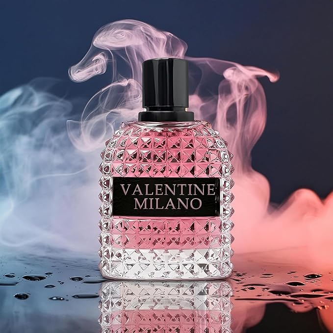 Valentine Milano Couple Set Perfume Gift Set for Women/Men EDP – (100ml x2) Amber Floral & Oriental Scents, Cologne with a Modern Twist Elegant, Plus 2 Refillable 5ml Travel Spray Bottles.