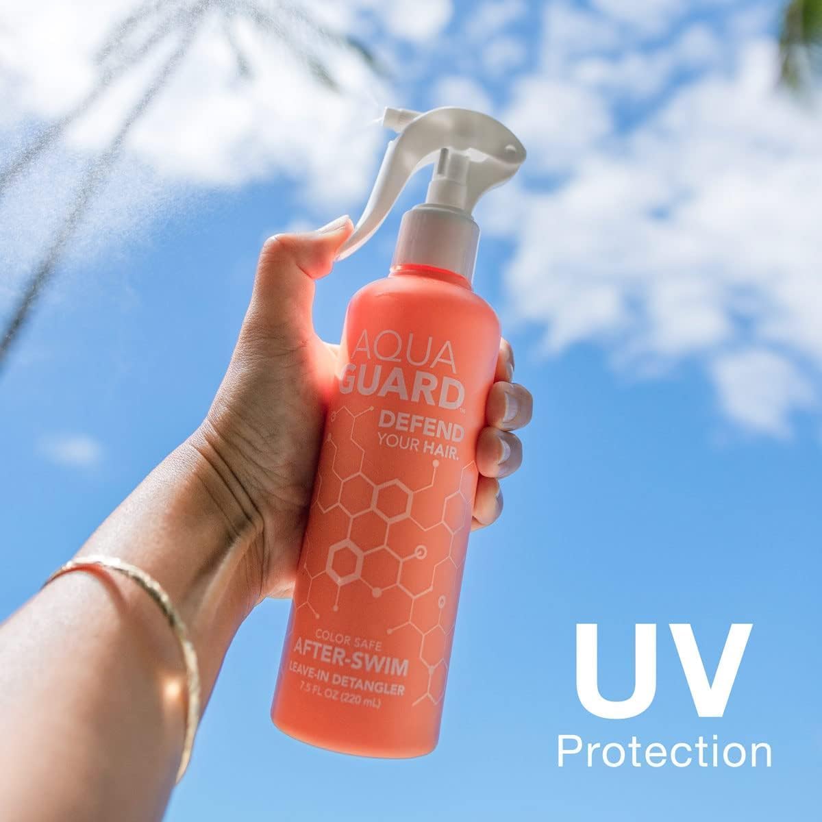 AQUA GUARD After-Swim UV Leave-In Detangler - Protects Hair From the Sun for Smooth, Silky Feel - Paraben & Gluten Free, Vegan,