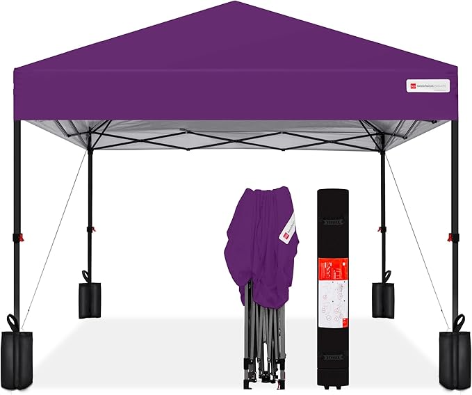 Best Choice Products 8x8ft 1-Person Setup Pop Up Canopy Tent Instant Portable Shelter w/ 1-Button Push, Case, 4 Weight Bag...
