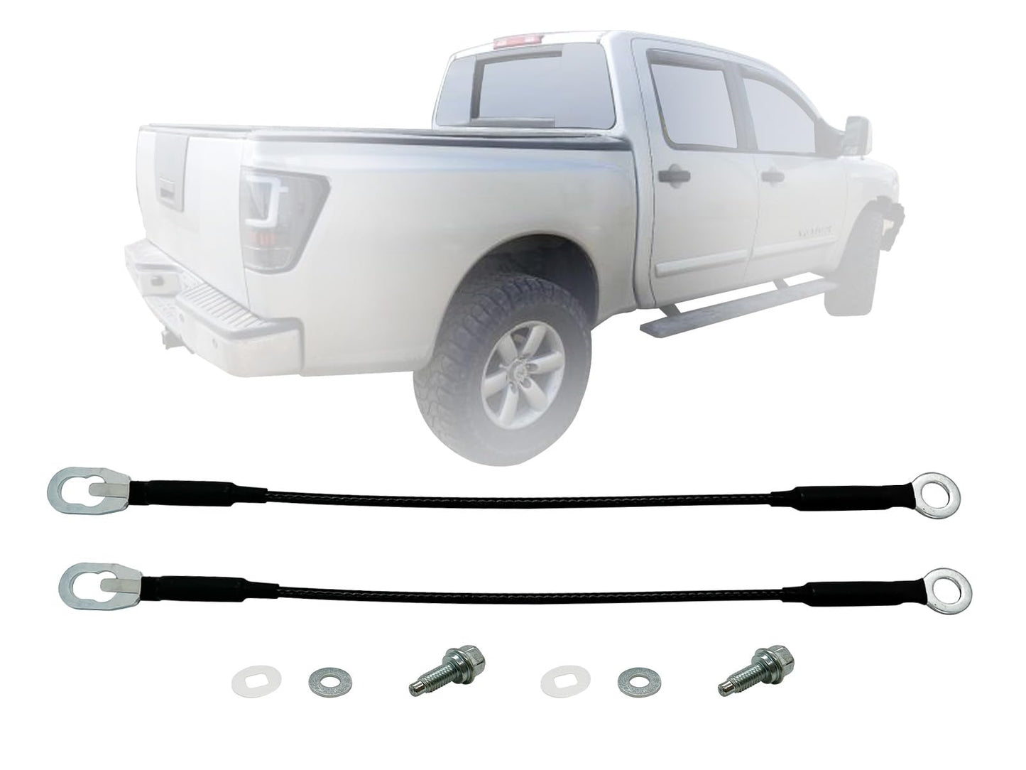 Apa Replacement Tailgate Cable 18 With Hardware For 2004-2015 Titan Truck Pair Of 2 904607S200