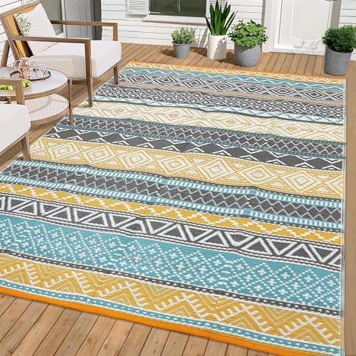 GarveeLife Outdoor Patio Rug 9x18 Waterproof Plastic Straw Rug, Reversible UV Resistant Foldable Camping Carpet Portable O...