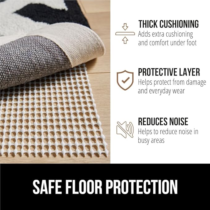 GORILLA GRIP Strong Rug Pad Gripper, 6 FT Round, US Designed, Grips Keep Area Rugs Safe and in Place, Slip and Skid Resistant Pads for Hard Floors, Under Carpet Mat Cushion and Hardwood Protection