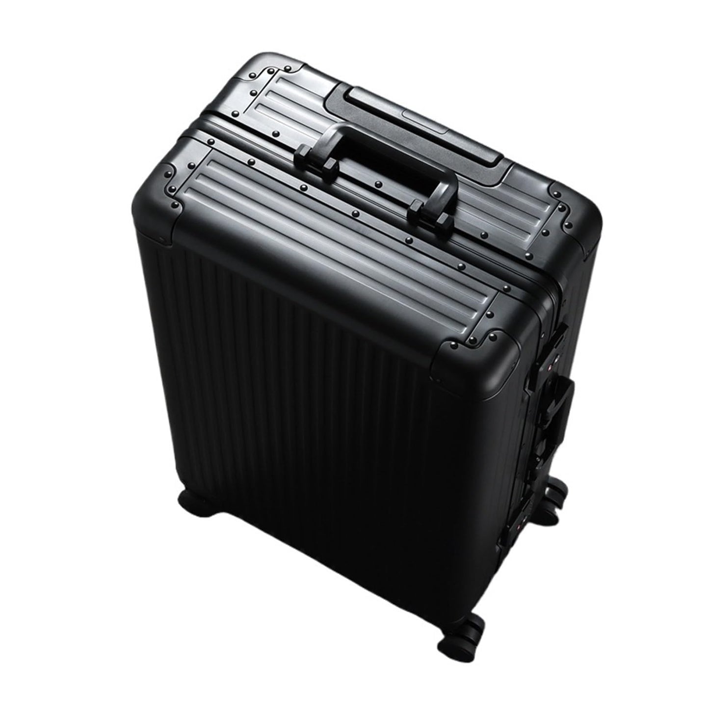 MUdson Trunk Travel Suitcase with Wheels Aluminum Magnesium Alloy Luggage Men's Trolley Case Metal Business 20 Boarding Women's 24-Inch Durable (Color : Black 006 Thick Alum, Size : 20inch)