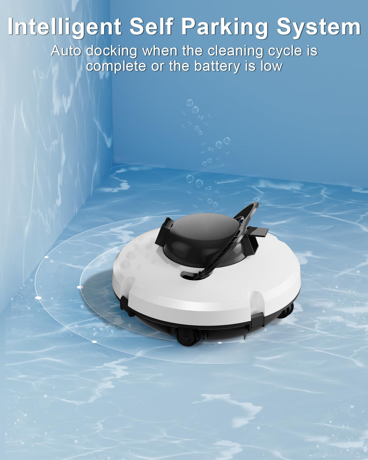 GMAPLAE Cordless Pool Vacuum for Above Ground Pool, Robotic Pool Cleaner with Dual Motors Strong Suction, 120 Mins Runtime, Auto-Parking, Pool Cleaner Robot for Inground Flat Pools Up to 1000 Sq.Ft