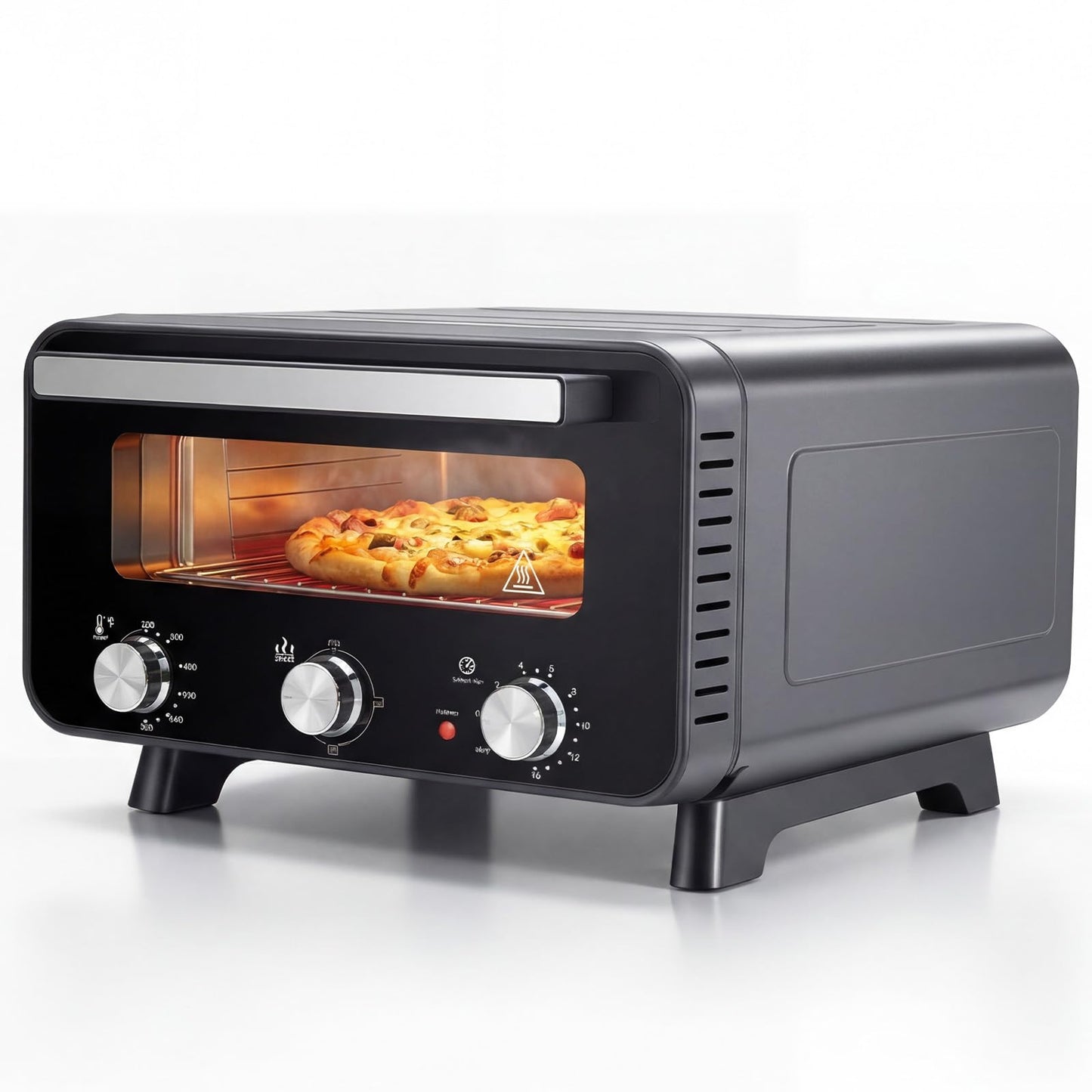 Sweetcrispy Countertop Pizza Oven Indoor, 1600W, 750°F High Heat Pizza Maker with Pizza Stone & Pizza Spatula, Countertop Electric Pizza Oven for Home Use