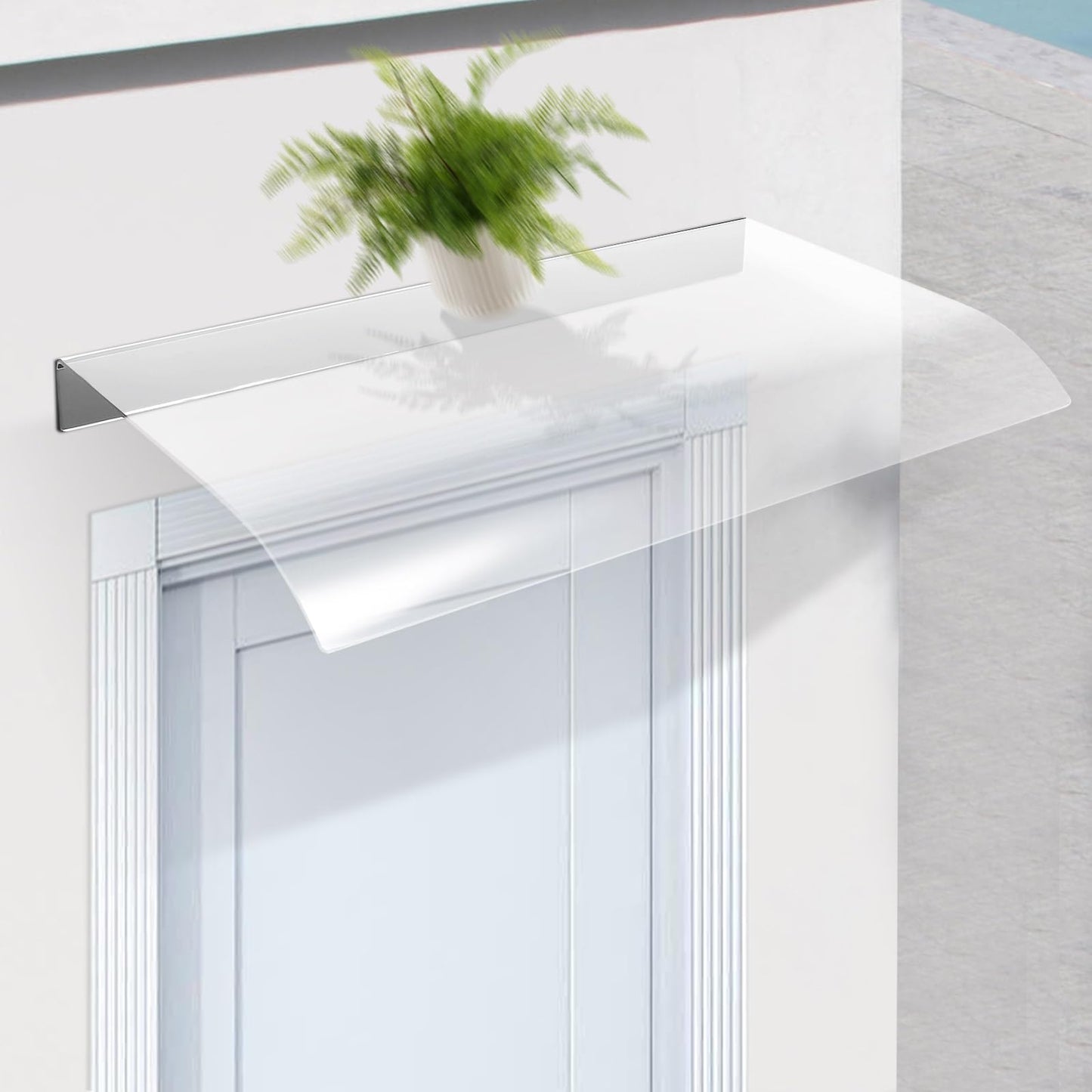 Awning Canopy,Clear Rain Shelter Cover,Window Awning Door Canopy, Patio Awning Canopy,Door Awning Polycarbonate Outdoor Entrance Awning for Front & Rear Doors Windows (Clear, 13.58 * 23.62")