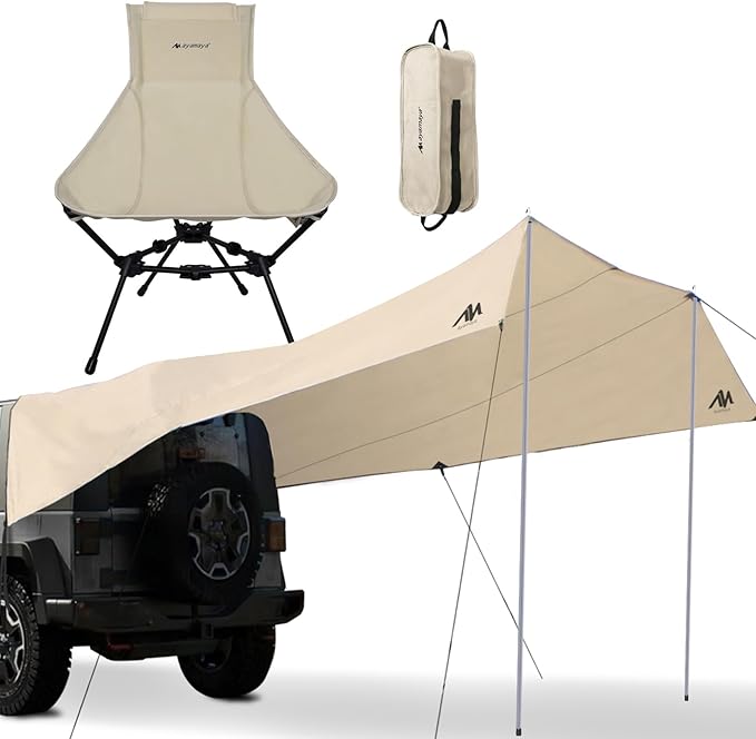 Car Camping Tarp Tailgate & Backpacking Chairs, AYAMAYA 14 x 16 FT Extra Large Car Tent Tarp, Ultralight Folding High Back...