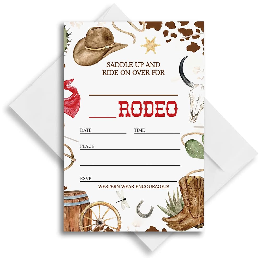 LoaHak Wild West Cowboy Birthday Decorations, Cowboy Party Celebration, Cowboy Invitations For Birthday. (087)