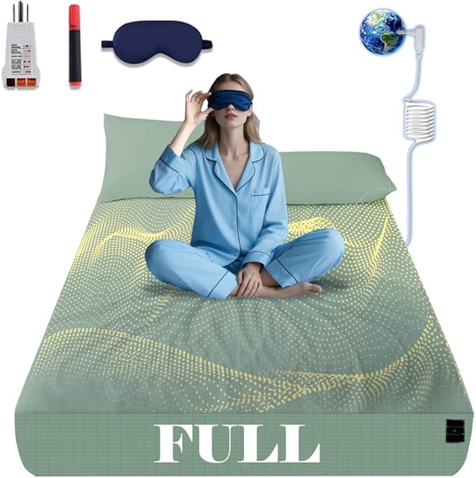 NAGS® Grounding Sheets,Grounding Bedding Sheet, Soft Cotton with Pure Silver Fitted Grounded Sheet for Improved Sleep,Pain Relief (Green, Full,54 * 75 * 13.5inch)