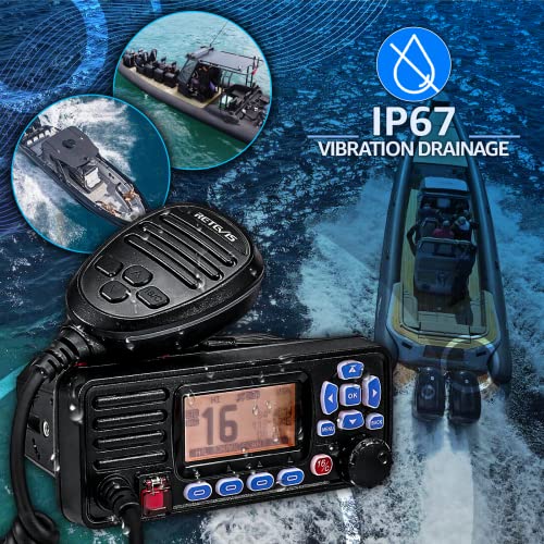 Retevis RA27 Fixed Mount Marine Radio with Antenna, GPS, Waterproof IP67, Triple Watch, DSC, Gain Fiberglass Antenna with ...