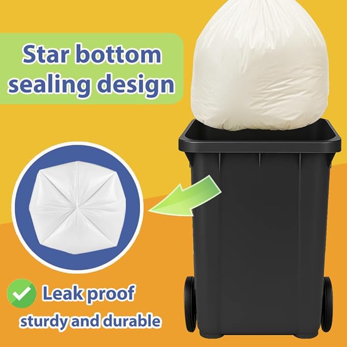 4 Gallon Strong Tie-Top Small Trash Bags 120 Count, fit 15 Liter Mini Waste Basket, 3 Gallon 4 Gallon Unscented Plastic Garbage Bags Can Liners for Home Office Kitchen Bathroom Bedroom, White
