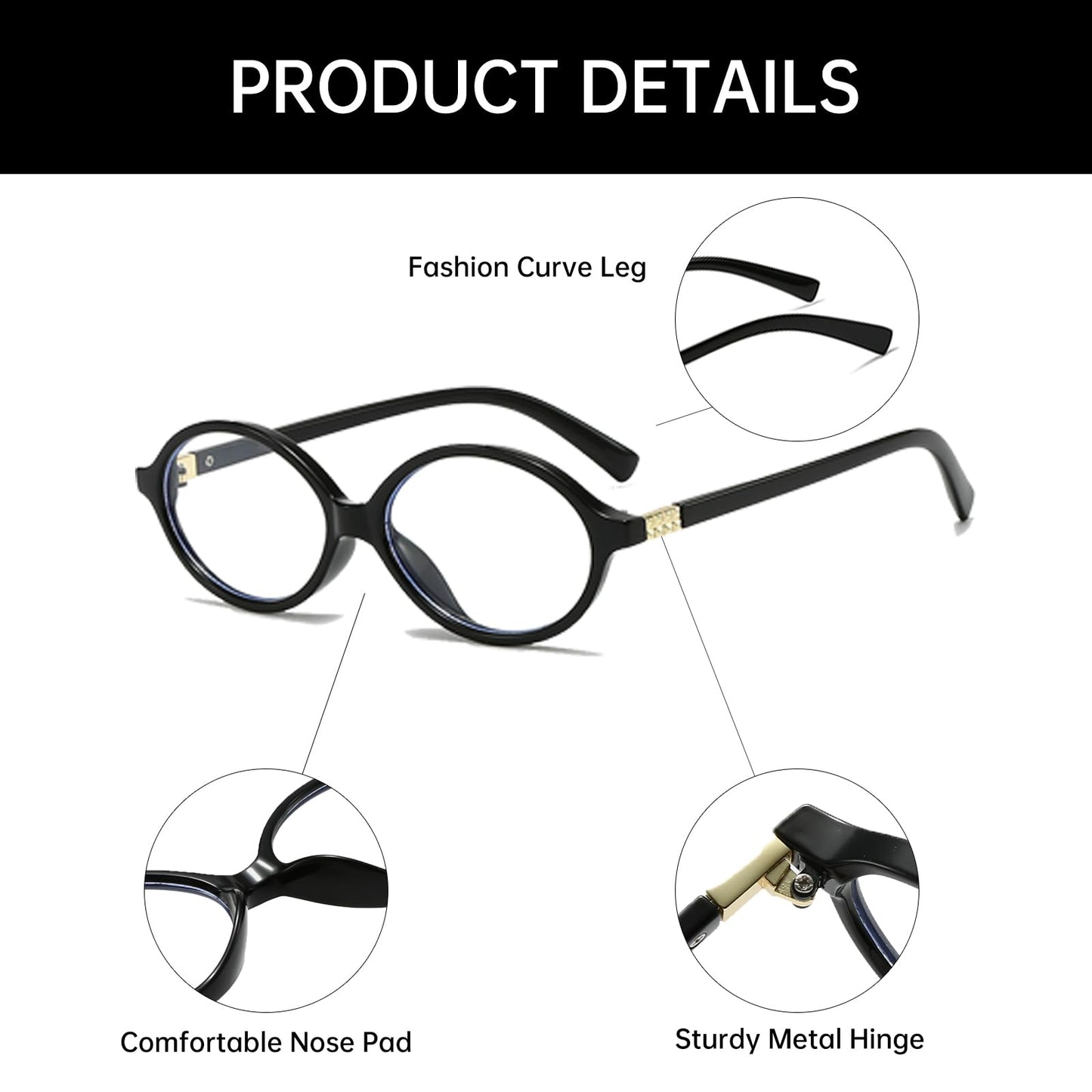 Yameize Small Oval Blue Light Blocking Glasses For Women Men Retro Clear Anti Blue Light Eyeglasses For Computer Gaming (Light B