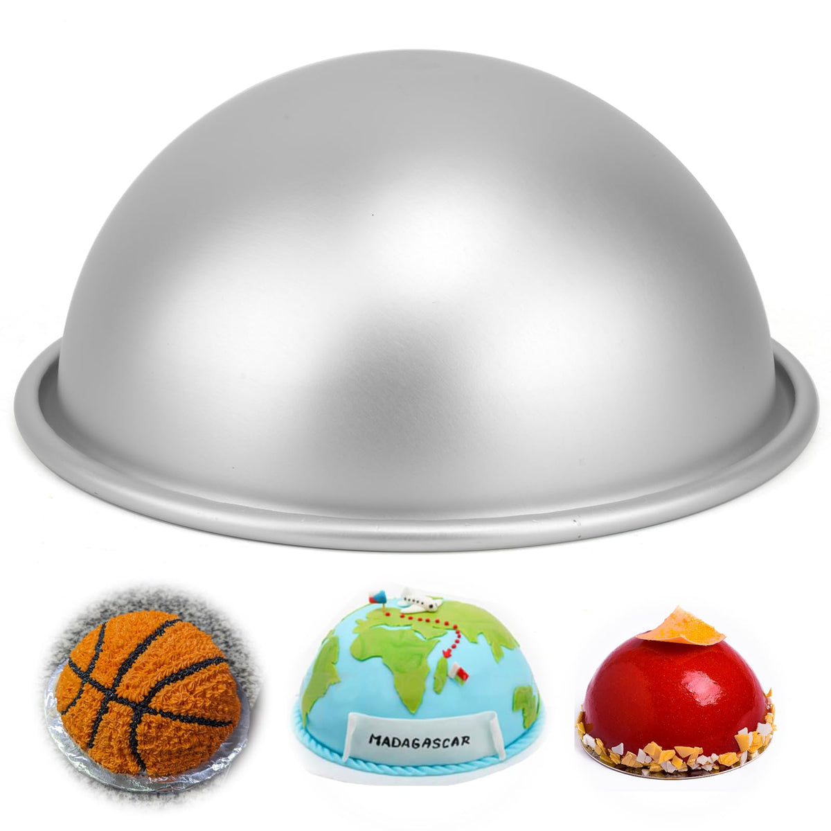 6 Inch Dome Cake Pan, DIY 3D Half Football Soccer Shaped Hemisphere Cake Mold, Aluminum Alloy Cake Molds Nonstick Baking Tools