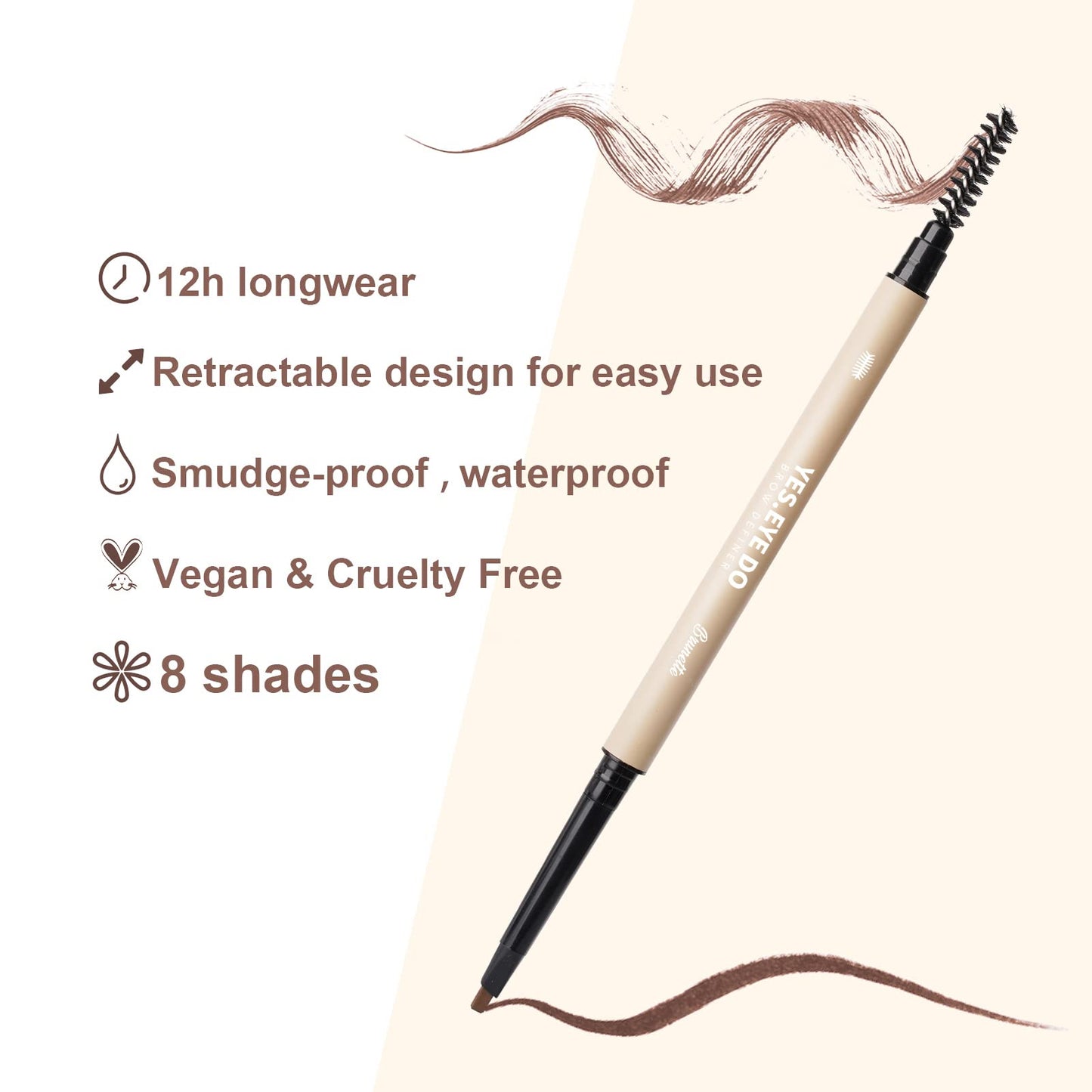 Eyebrow Pencil Deep Brown, Dual-ended Dark Brown Eyebrow Pencil, Waterproof Eyebrow Pen with Hair Like Stroke, Filling in Sparse