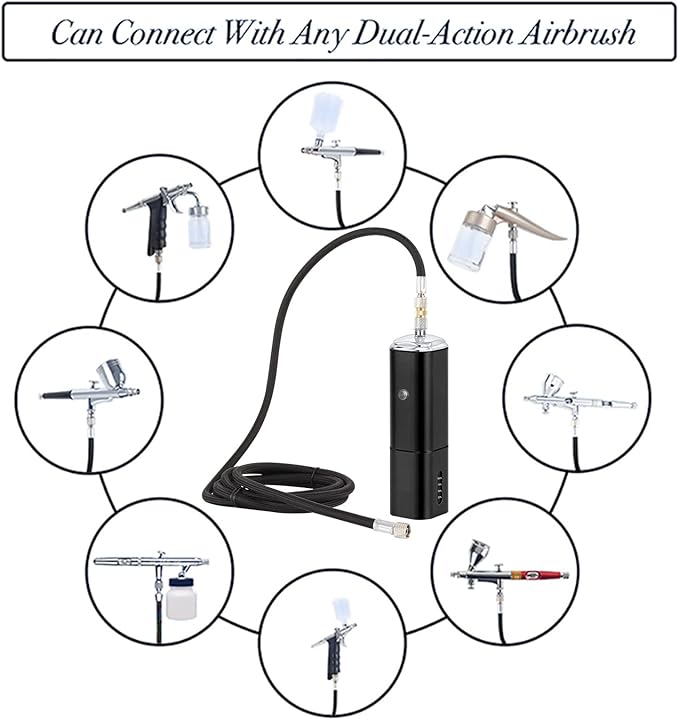 Casubaris cordless Portable Airbrush kit with Compressor,Rechargeable and replaceable auto Stop Dual Action air Brush Pen,Match Different Airbrush Guns for Barbers Model Painting Nail Art Craft Makeup