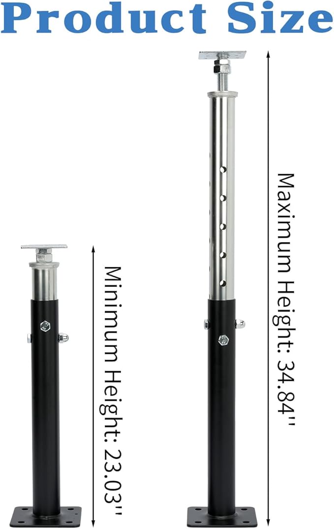 2 PCS Adjustable House Jacks Post for Leveling, 19"- 36"(1'7"-3') Floor Joist Support Jack for Basement and Crawl Space, 4400 lbs Max Load Capacity(Each), Galvanized Steel, Black