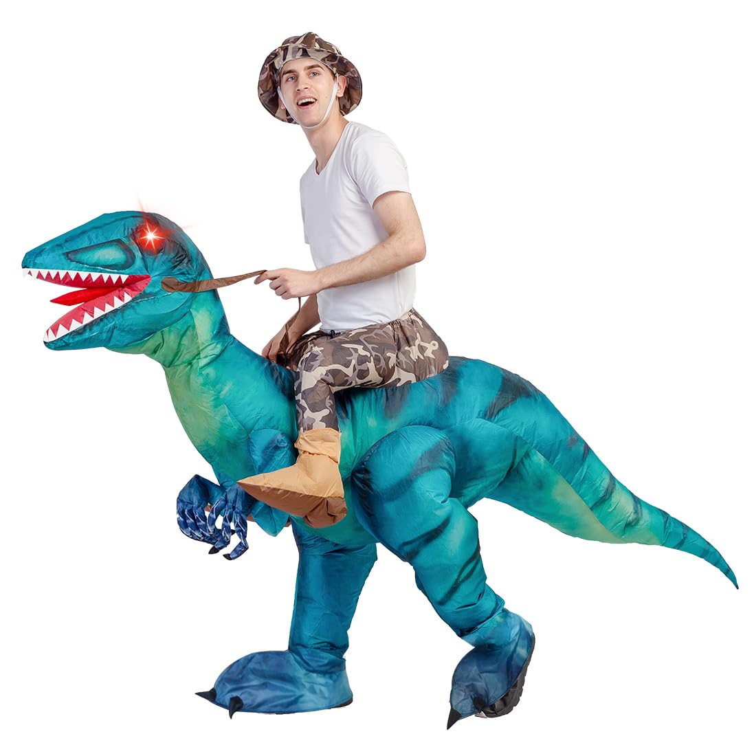 GOOSH Inflatable Dinosaur Costume for Adult Riding T Rex Funny Blow up Women Man Costume for Halloween Fancy Dress Party Cosplay