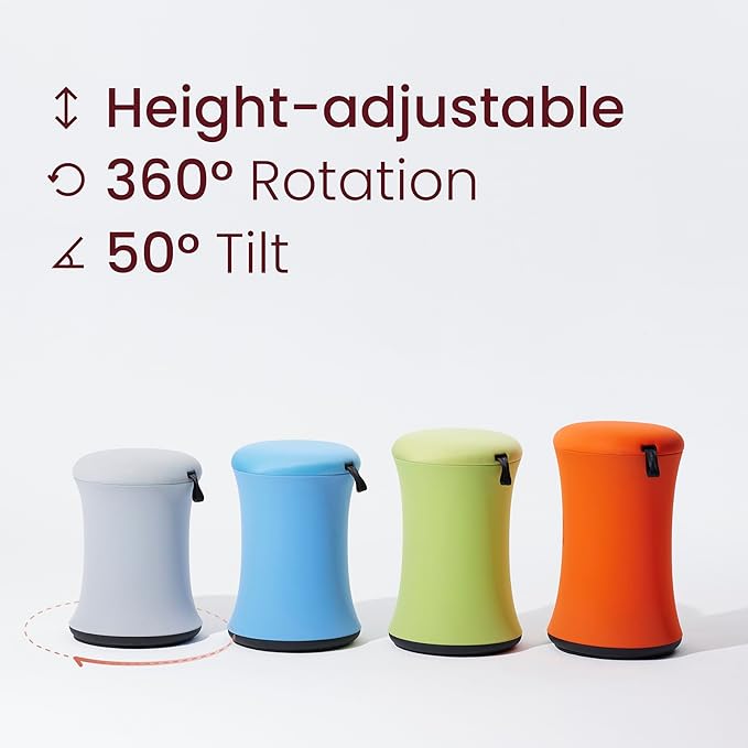 TopJob Boba Chair Stylish Active Wobble Stool, ADHD Chair, Improves Posture and Focus, Ergonomic with Height Adjustable Stool for Adults Children for Home Office, Study Room (Bright Orange)