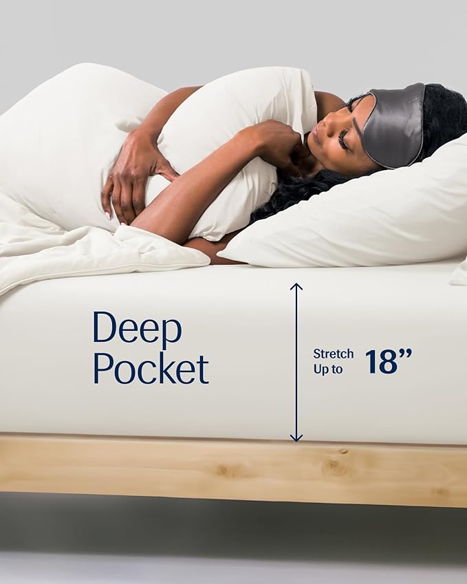 REST® Evercool®+ Fitted Sheet, CaliKing, Arctic White, 15" Deep (up to 18’’), Breathable Bedding for Hot Sleeper and Night Sweats, Bed Sheet with Ionic+ Self-Cleaning Silver Yarn for Sensitive Skin