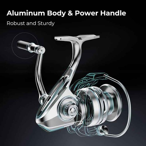 Piscifun NautiX Spinning Reel, Aluminum Spinning Fishing Reel, CNC Aluminum Gear, 33LBs Max Drag, 8+1 Sealed BB, 5.4:1 Gear Ratio, Smooth Powerful Freshwater Saltwater Reel, 5000 Series