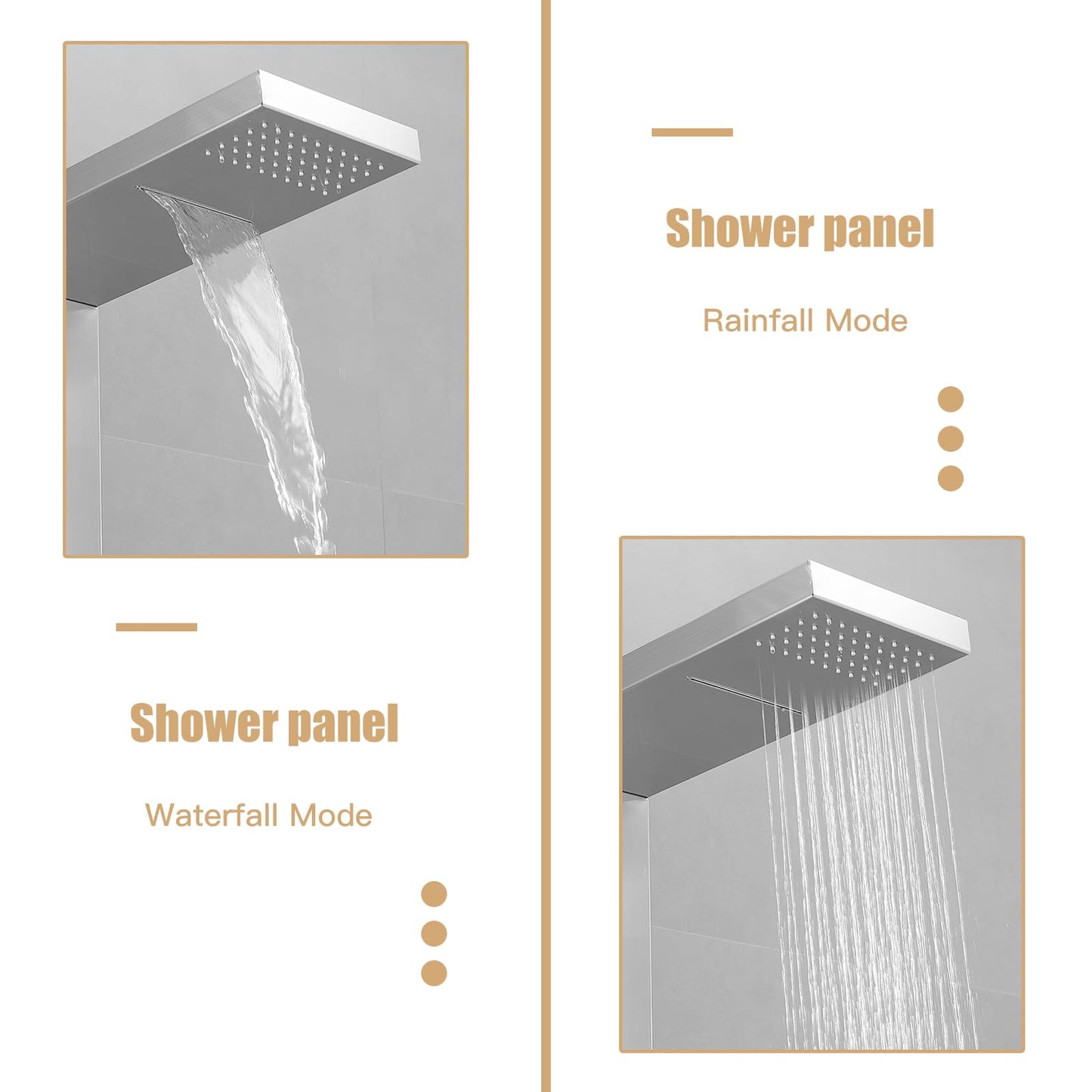 BATHLAVISH Shower Panel Tower System, 4 in 1 Stainless Steel Rainfall Shower Panels with 4-Functions, 8 Body Massage Jets, Handheld Head, Wall Mounted Brushed Nickel